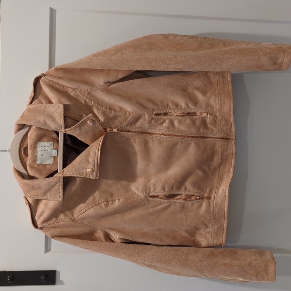 Women's M biker style suede-like soft pink jacket